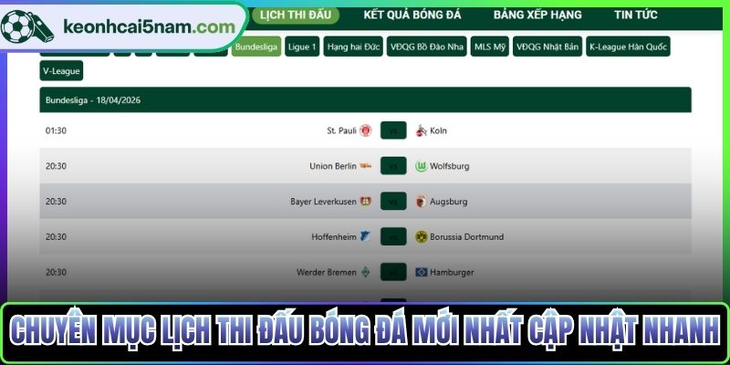Chuyên mục lịch thi đấu bóng đá mới nhất cập nhật nhanh